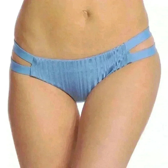 Chloe Sea Blue Slinky Rib Mini Swim Bottom - Picture 3 of 7